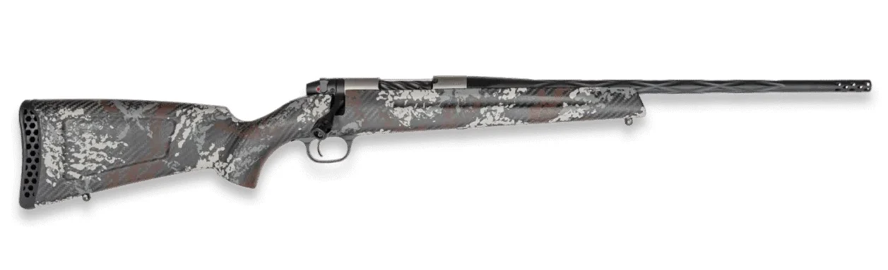 Weatherby MBP01N25CMR19B Mark V Capra 25 Creedmoor 2+1 17" Graphite Black Cerakote Fluted Threaded Barrel Titanium Receiver Drilled & Tapped Receiver Exposed Carbon w/Gray, White & Rust Sponge Accents