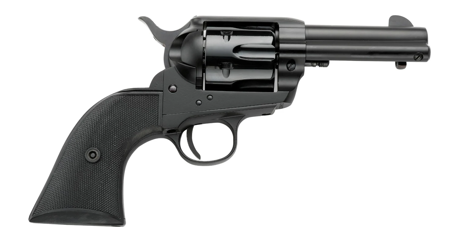 Pietta PFI9ALLOYAS312CB Alloy 9mm Luger 6 Shot 3.50" Matte Black Alloy Steel Barrel & Frame, Black Checkered Grip