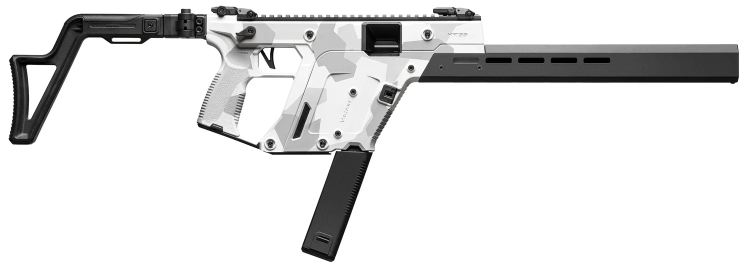 Kriss USA KV103CAD00 Vector CRB Gen3 10mm Auto 33+1 16" Black Nitride Threaded Barrel, Arctic Delta Cerakote Receiver w/Picatinny Rail, M-LOK Handguard, Adjustable Folding Black Stock, White Polymer G