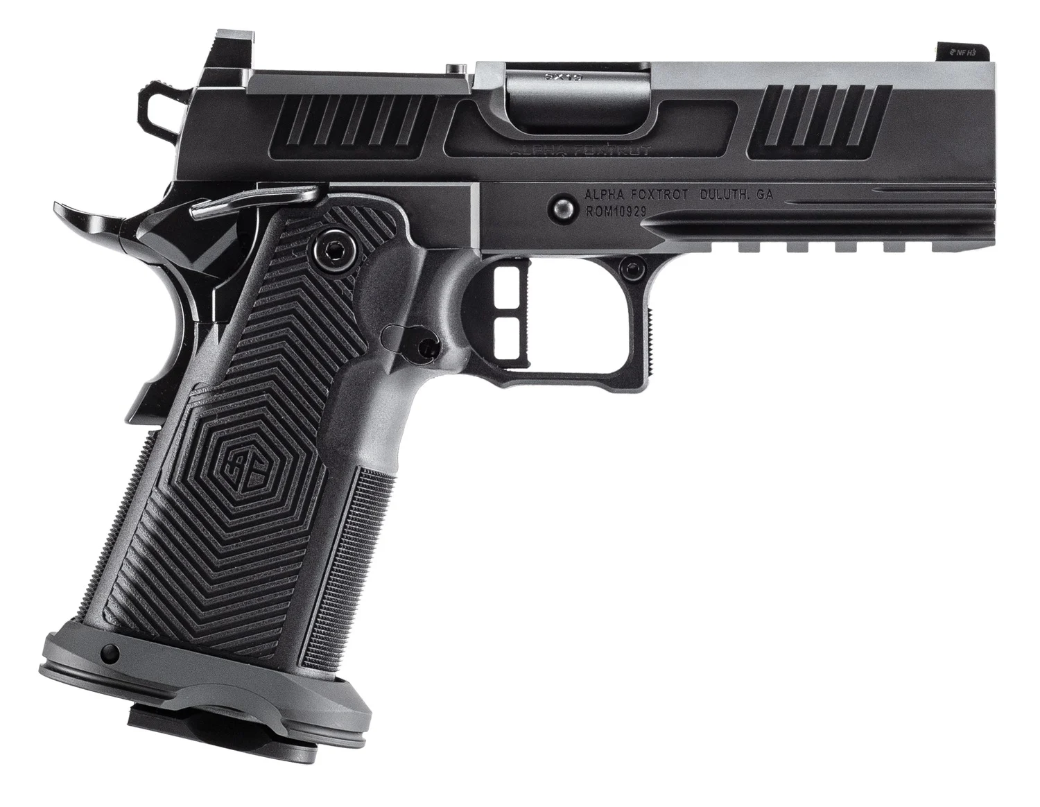 Alpha Foxtrot AA39X4CID-XDBK13 AF1911 Romulus 45 ACP 13+1 4.25" Black DLC Stainless Steel Bull Barrel, Optic Ready/Serrated Slide & Frame w/Beavertail & Picatinny Rail, RMR/RMSc Footprint