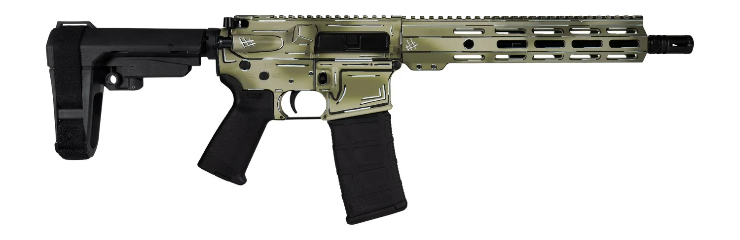 Shark Coast Tactical SCC07107ANOD-P Anime-15 5.56 NATO 30+1 10.50" Black Nitride Threaded Barrel, Aluminum Receiver w/Picatinny Rail, M-LOK Handguard, Polymer SB Tactical SBA3 Brace, Magpul MOE Grip,