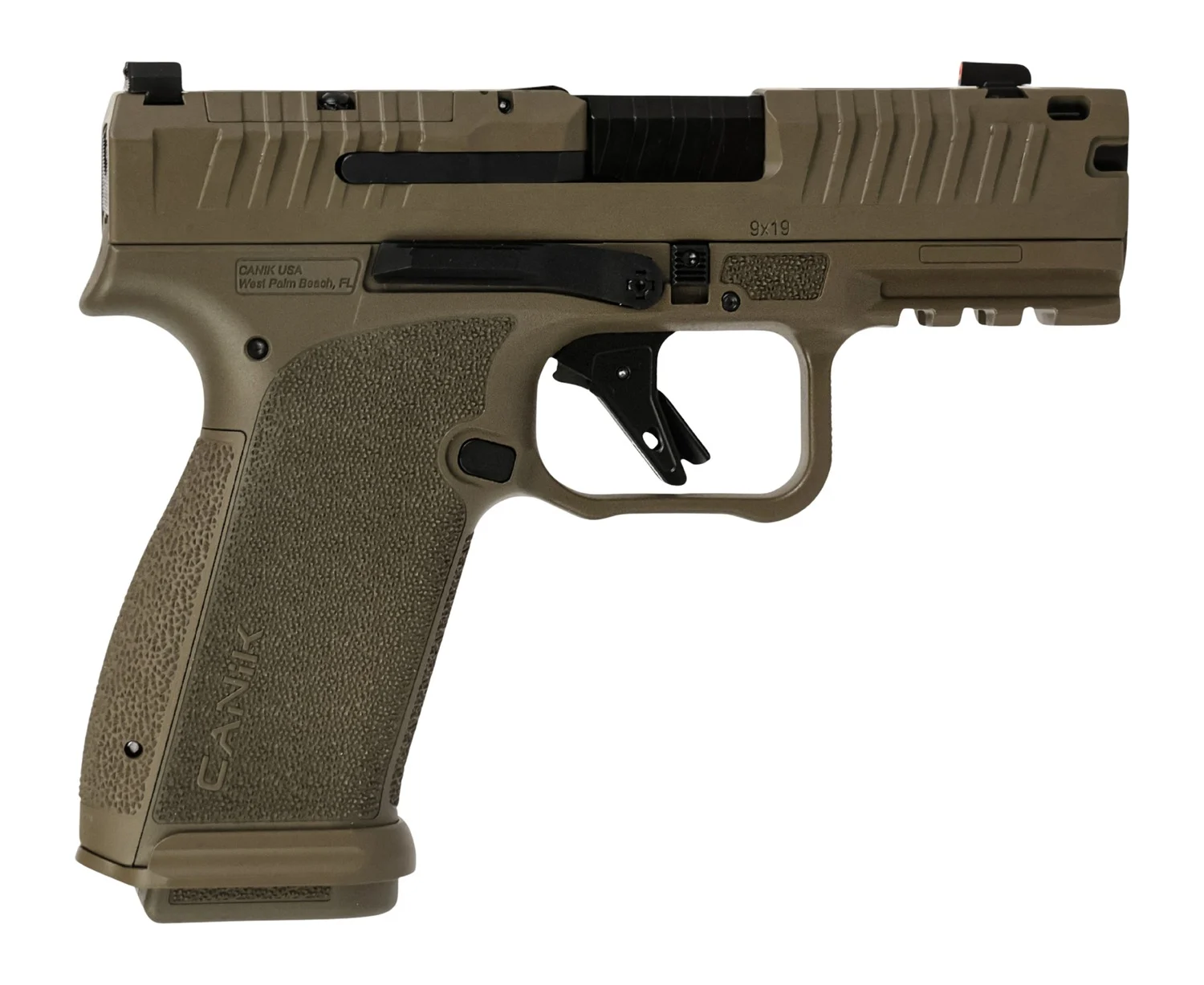 Canik HG8328D-N Mete MC9 Prime 9mm Luger 17+1 3.64" Black Compensated Barrel, Flat Dark Earth Cerakote Steel Optic Ready/Serrated Slide, FDE Polymer Frame w/Picatinny Rail, Textured Grip