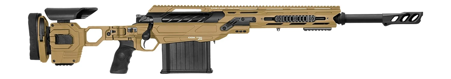 Cadex Inc CDX50DUAL50206BR20I2J5 CDX-50 Tremor 50 BMG 5+1 20.60" Black DLC Match Grade Threaded Barrel, Black DLC Aluminum Receiver w/Picatinny Rail, Adjustable Folding Hybrid Tan Stock, Black Polymer