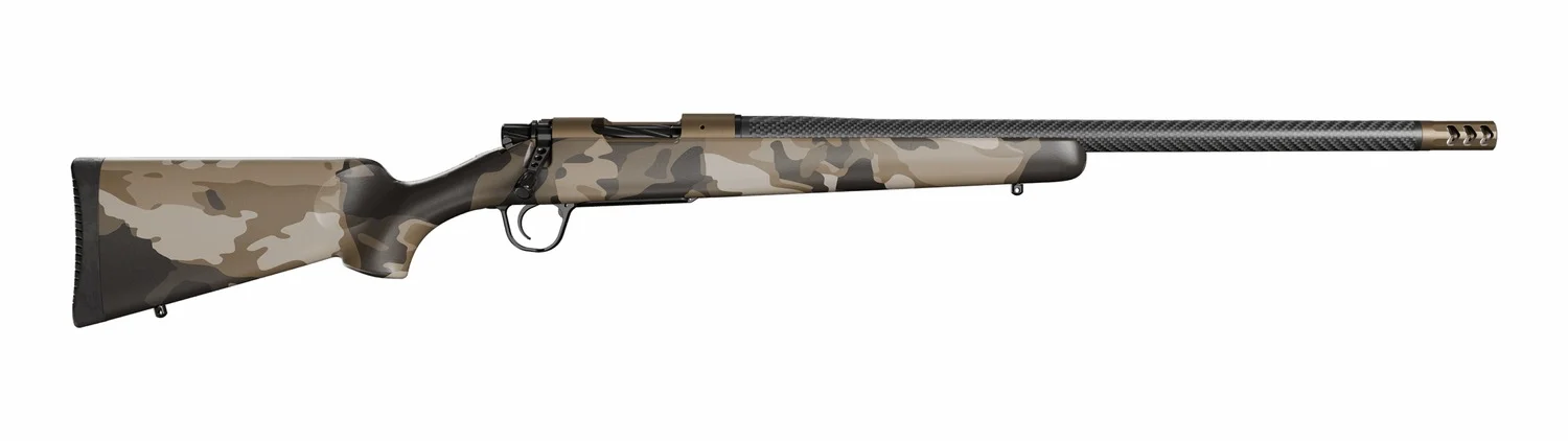 Christensen Arms 8010653000 Ridgeline FFT Full Size 7mm PRC 3+1 22" Carbon Fiber Threaded Barrel, Burnt Bronze Cerakote Steel Drilled & Tapped Receiver, Barren Dune Camo Fixed Carbon Fiber Stock