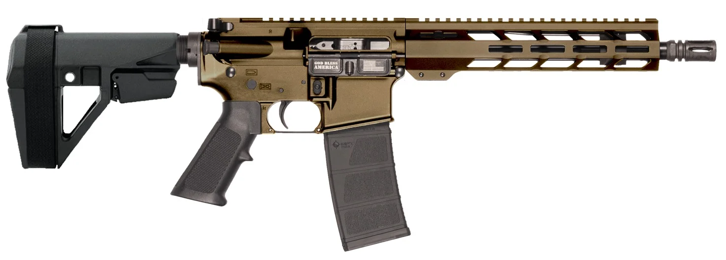Patriot Ordnance Factory 02541 P-15 Sports South Exclusive 300 Blackout 30+1 10.50" Threaded Barrel, Burnt Bronze Cerakote Aluminum Receiver w/Picatinny Rail, M-LOK Handguard, Black Polymer SB Tactic