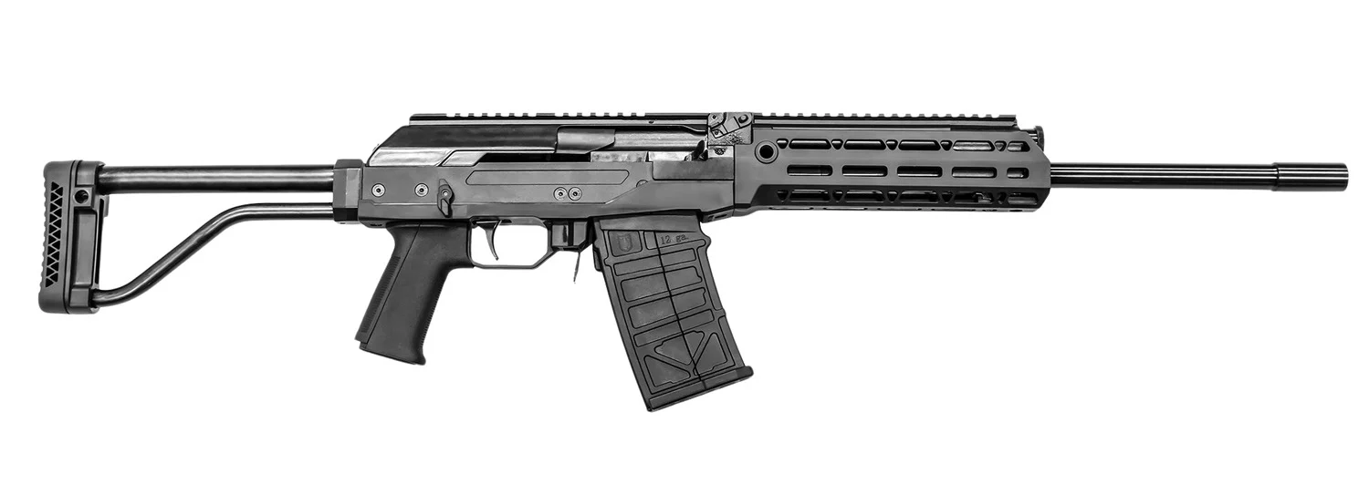 JTS Shotgun M12AK 12 Gauge Semi-Auto 3" 5rd 18.70" Picatinny Rail Receiver, Skeletonized Black Synthetic Stock