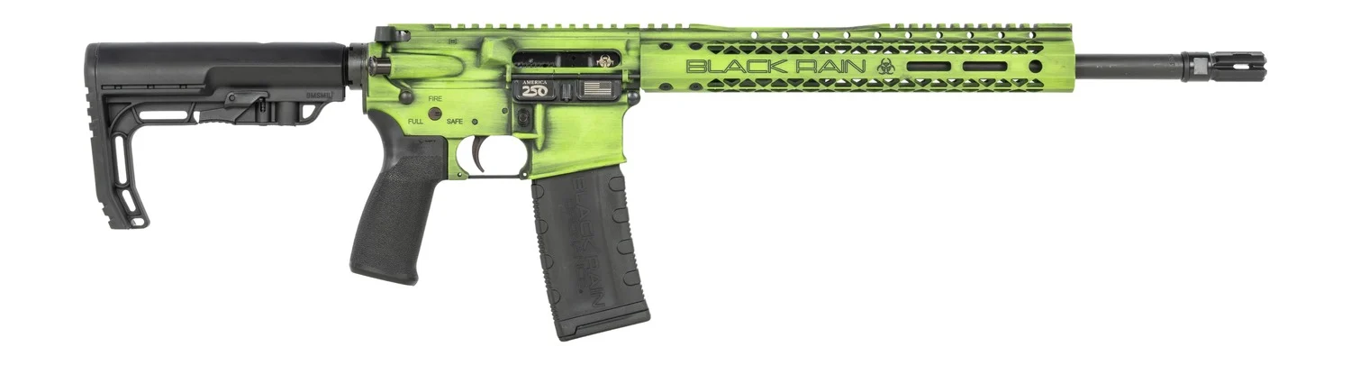 Black Rain Ordnance FUSION300BLKZGB Fission 300 Blackout 30+1 16" Black Nitride Threaded Barrel, Zombie Green Battleworn Aluminum Receiver w/Picatinny Rail, M-LOK Handguard, MFT Minimalist Black Poly