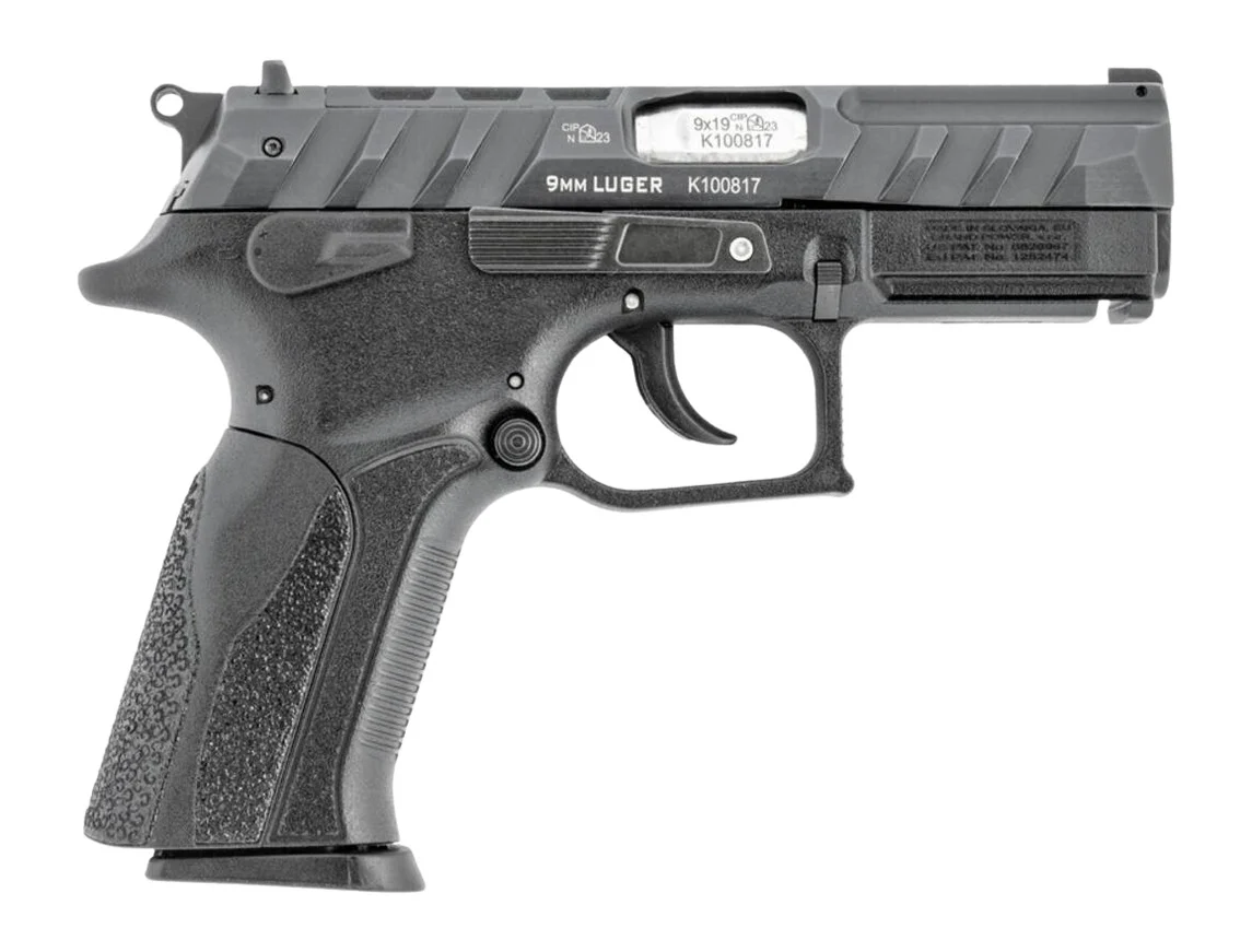 Grand Power 8588005808651 P1 Mk23 9mm Luger 15+1 3.66" 9mm Luger 12+1 3.66" Stainless Rotating Barrel, Black Optic Ready/Serrated Slide, Black Frame w/Accessory Rail, Interchangeable Backstrap, Ambide