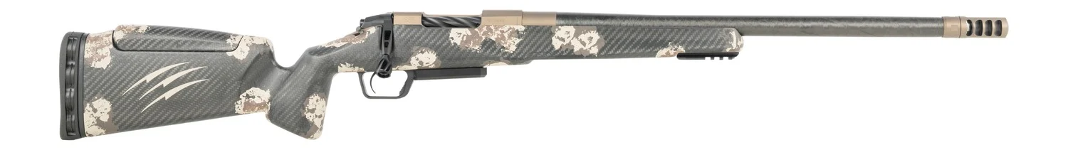 Fierce Firearms CT Rival XP 2.0 300 PRC 20" Carbon Fiber Threaded Barrel, Smoked Bronze Cerakote Titanium Drilled & Tapped Receiver, Integral Rail Forend, Desert Shadow Camo Adj Comb Carbon Fiber Sto