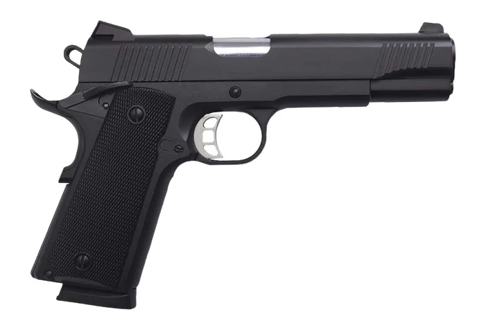 Tisas Arms 10100528 1911 Duty 45 ACP 8+1 5" Stainless Barrel, Black Cerakote Carbon Steel Serrated Slide & Frame w/Beavertail, Black Rubber Grip