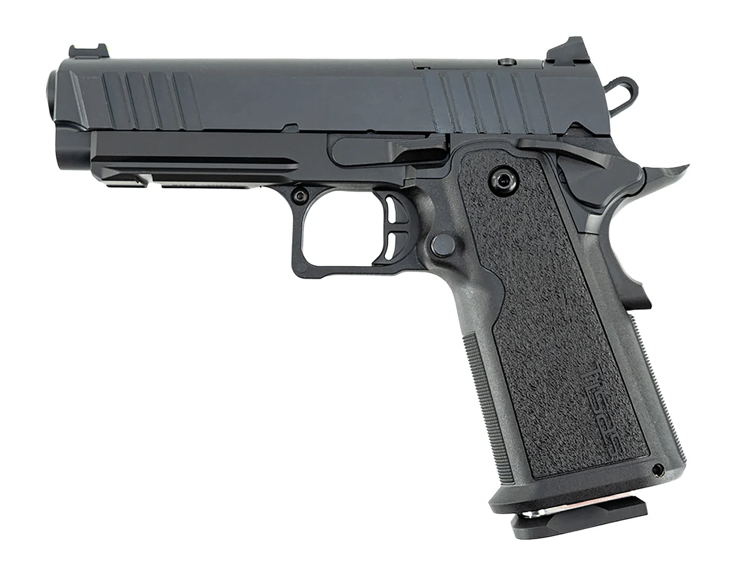 Tisas Arms 12500018 1911 DS Carry 9mm Luger 17+1 4.25" Black Cerakote Carbon Steel Serrated Slide, Black Cerakote Carbon Steel Frame w/Accessory Rail & Beavertail, Polymer Grip