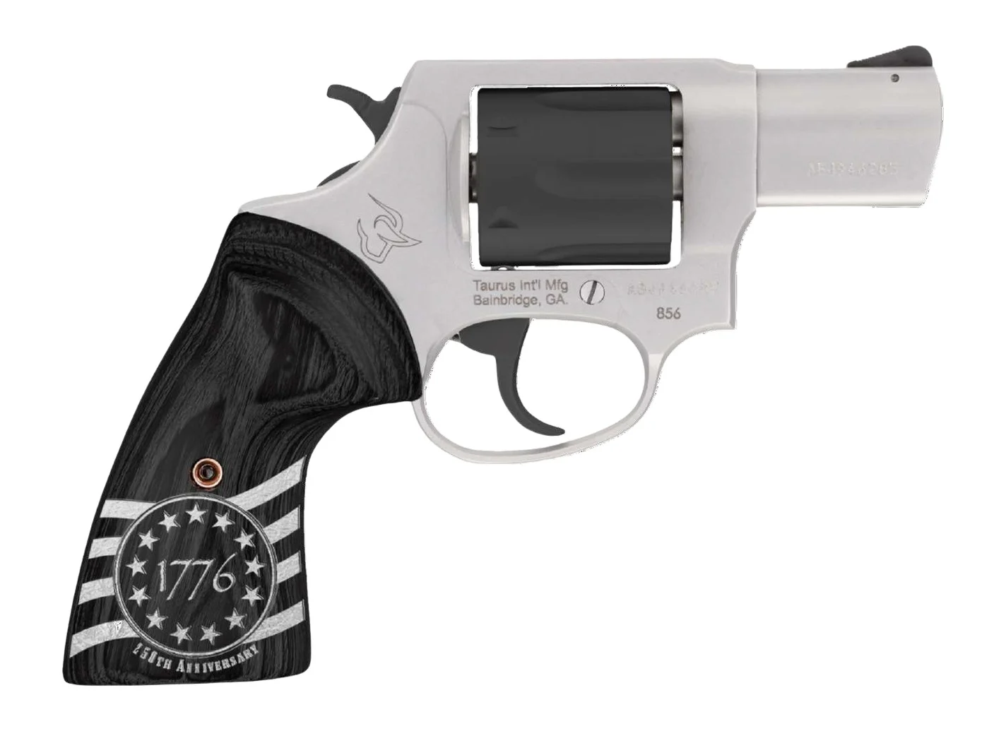 Taurus 2-85635-US3 856 1776 Small 38 Special +P 6 Shot 3" Stainless Steel Barrel, Black Stainless Steel Cylinder, Stainless Steel Frame, Custom Altamont Grip, Transfer Bar Safety