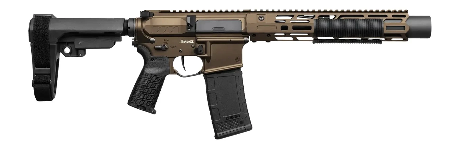 CMMG 30A0ED0-MB Zeroed Banshee Mk4 300 Blackout 30+1 6.50" Black Nitride Threaded Barrel, Midnight Bronze Cerakote Aluminum Receiver w/Picatinny Rail, M-LOK Handguard, Black Polymer CMMG RipBrace, CMM