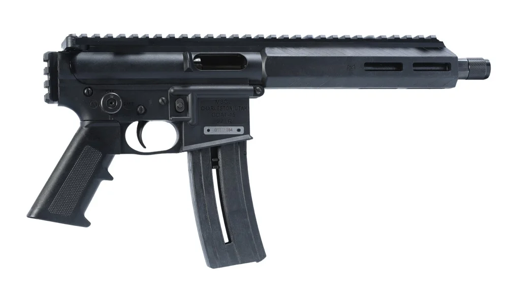 Mountain Bill Gun Lab MBGL-GOAT15-ATOM-1-HC Goat-15 Atom 22 LR 10+1 7.80" Black Oxide Threaded Barrel, Black Polymer Receiver w/Picatinny Rail, M-LOK Handguard, Black Polymer Grip