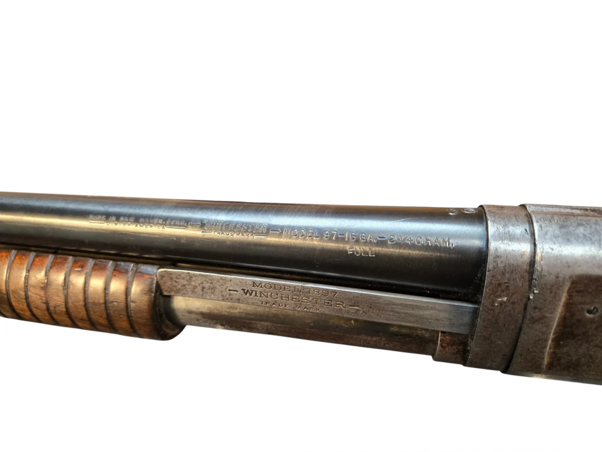 Winchester 1897 16GA Left Side Barrel View