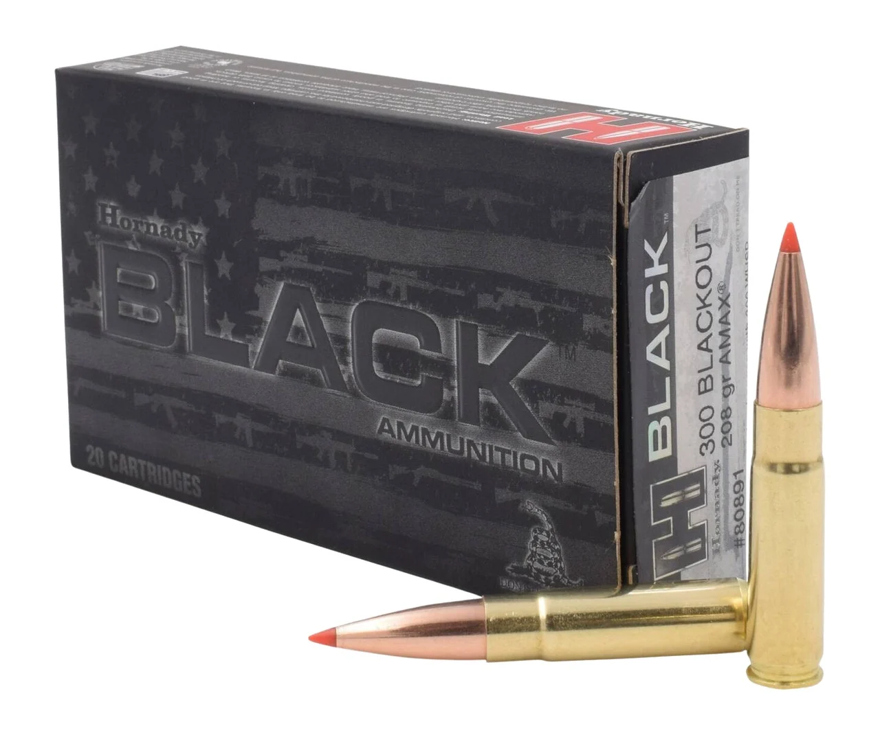 Hornady 80891 Black 300Blackout 208gr Hornady A Max 20 Per Box/10 Case