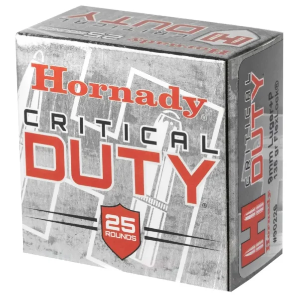 HORNADY CRITICAL DUTY 9MM 135GR+P FTX 25RD BX 250RD CASE