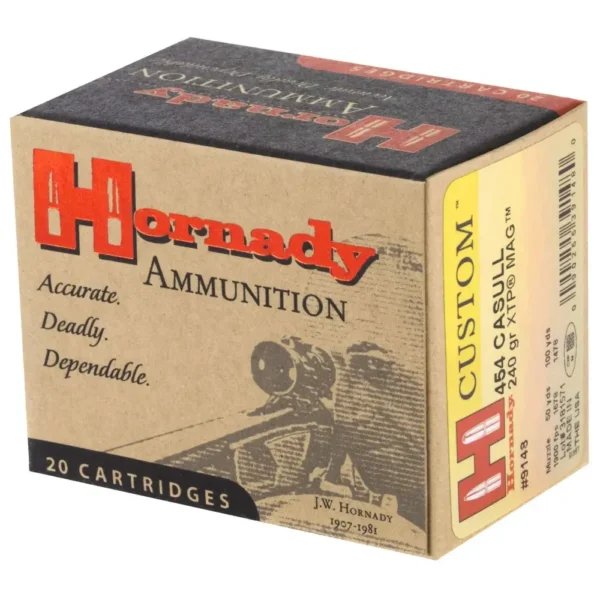HORNADY XTP CUSTOM 454 CASULL 240G HP XTP 20RD BX 200RD CASE