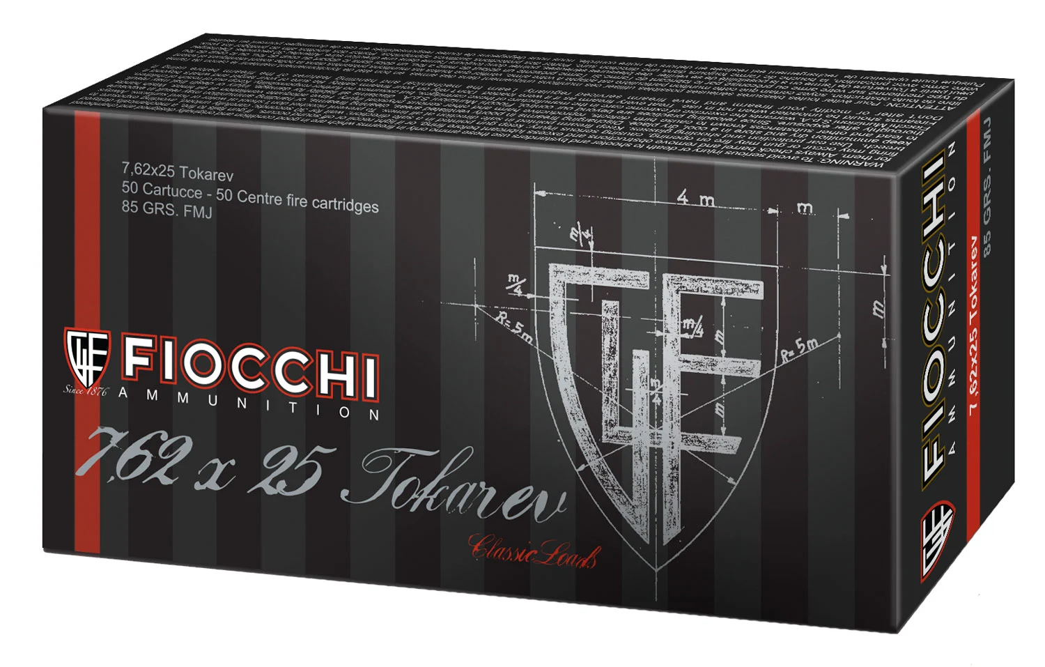 Fiocchi 762TOK Heritage 7.62x25mmTokarev 88gr Full Metal Jacket 50 Per Box/20 Case
