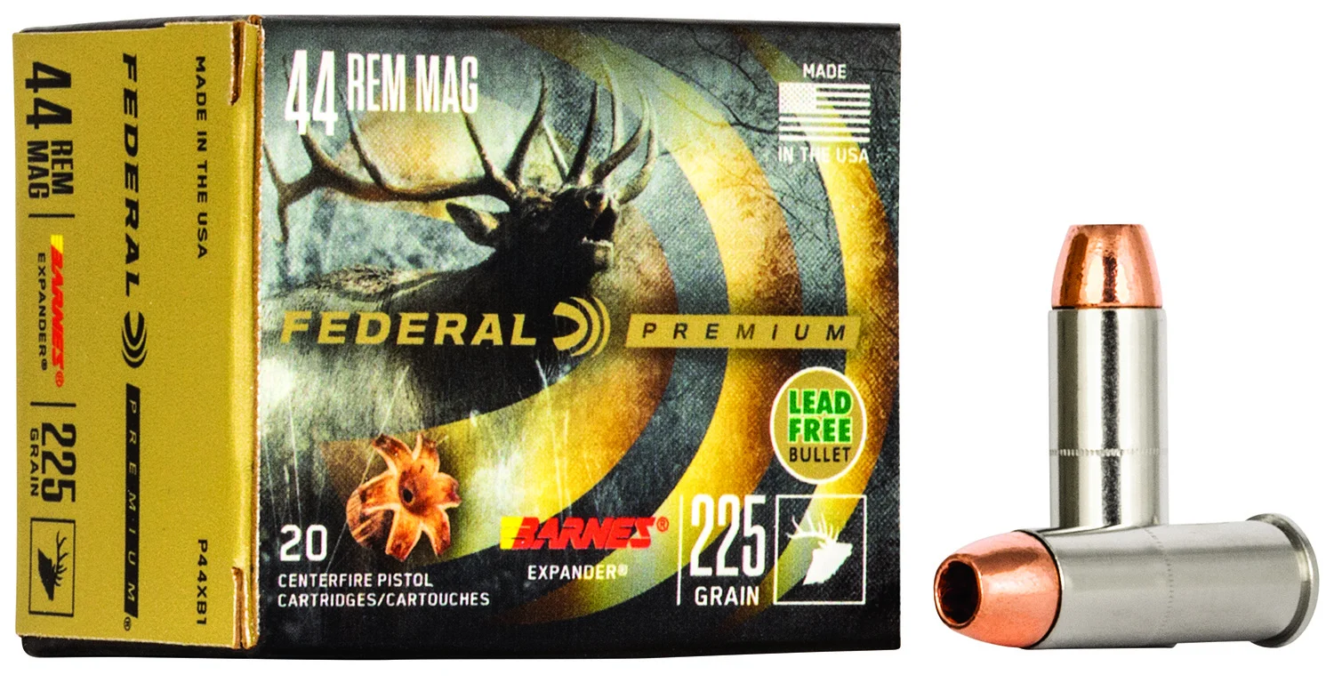 Federal P44XB1 Premium 44RemMag 225gr Barnes Expander BRX 20 Per Box/10 Case