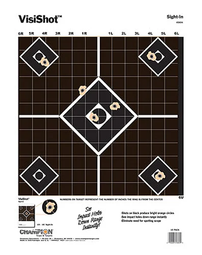 Champion Targets 45804 VisiShot 5-Diamond Paper Hanging Pistol/Rifle 13" x 18" Black/White 10 Pack