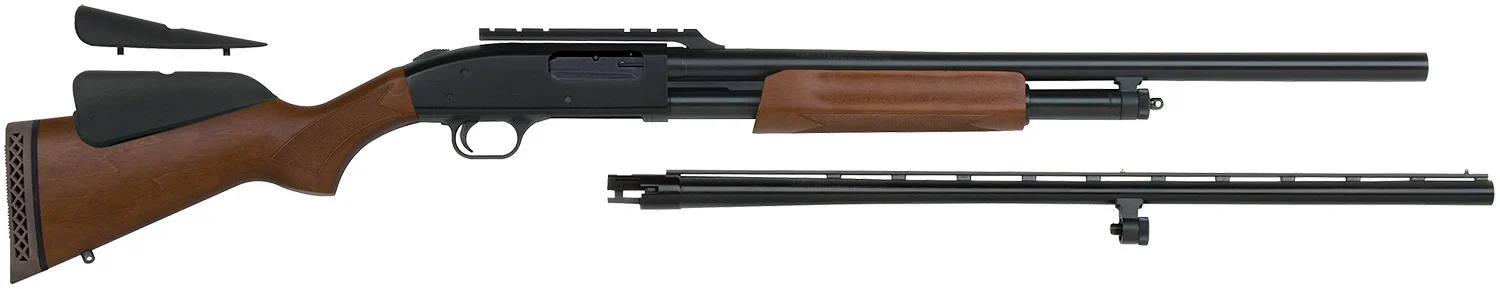 Mossberg 54243 500 Combo 12 Gauge 5+1 3" Blued 28" Vent Rib/24" Slugster Barrel w/Cantilever Scope Mount, Blued Steel Receiver, Hardwood Dual Comb Stock, Includes Accu-Set Chokes