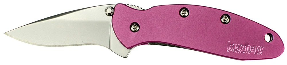 Kershaw 1600PINK Chive 1.90" Folding Drop Point Plain Bead Blasted 420HC SS Blade Pink Anodized Aluminum Handle Includes Pocket Clip