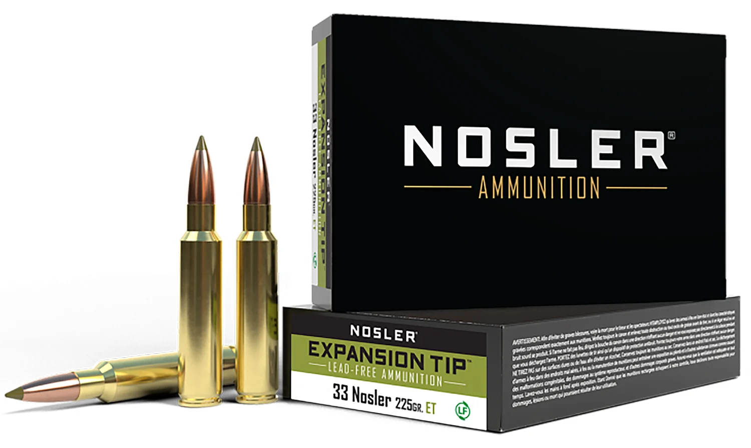 Nosler 40042 E-Tip 33Nosler 225gr E Tip Lead Free 20 Per Box/10 Case