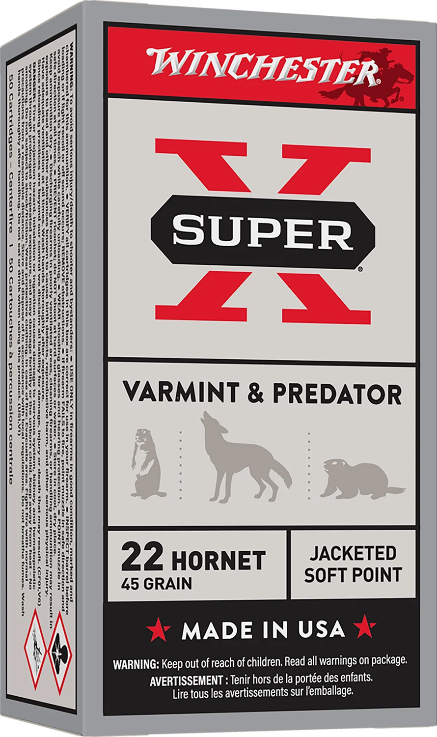 Winchester Ammo X22H1 Super X 22Hornet 45gr Jacketed Soft Point 50 Per Box/10 Case