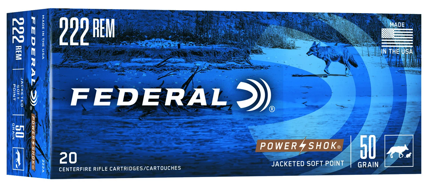 Federal 222A Power-Shok 222Rem 50gr Jacketed Soft Point 20 Per Box/10 Case
