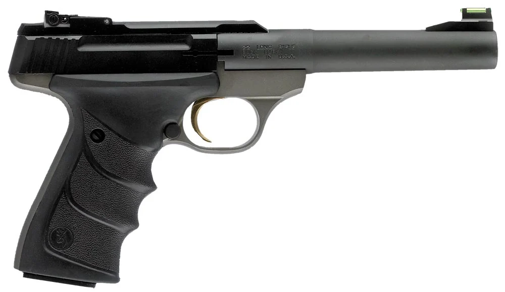 Browning 051448490 Buck Mark Practical *CA Compliant 22 LR 10+1 5.50" Taper Bull Barrel, Matte Black Serrated Steel Slide, Matte Gray Aluminum Frame & Black Ultragrip RX Grips