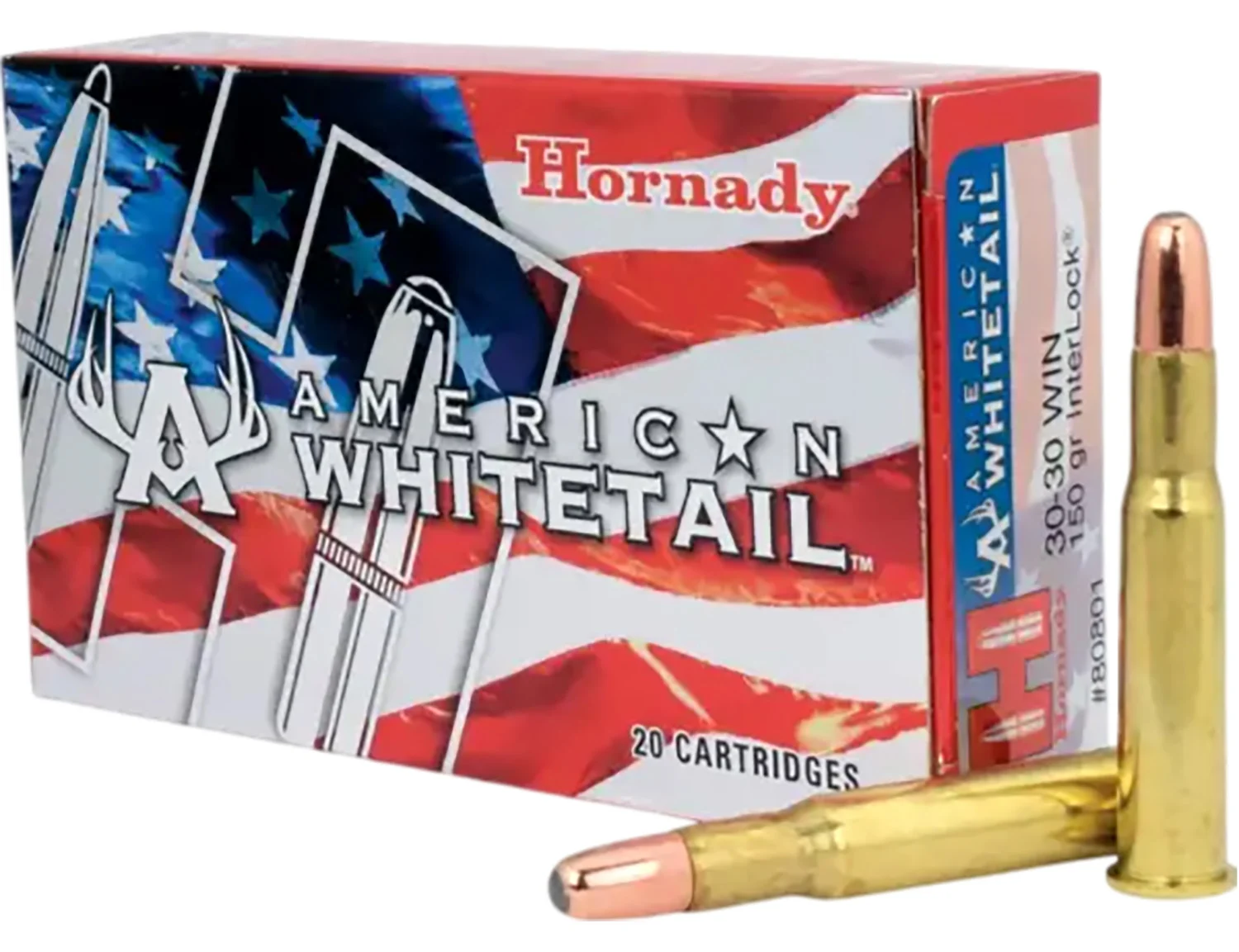 Hornady 80801 American Whitetail 30-30Win 150gr InterLock Round Nose 20 Per Box/10 Case