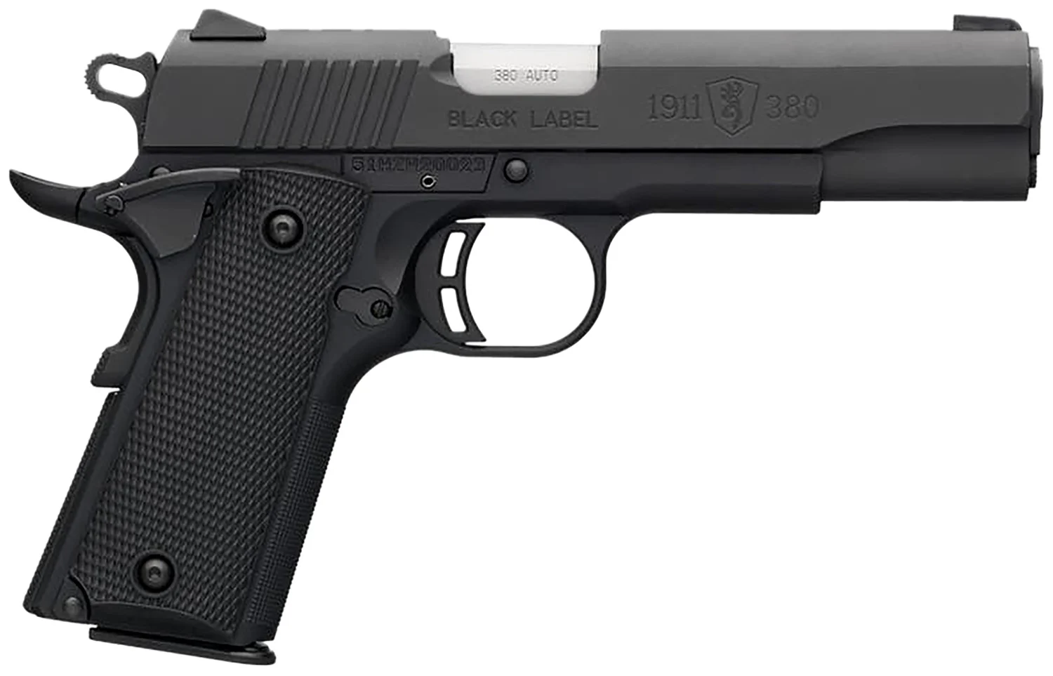Browning 051904492 1911 Black Label Full Size Frame 380 ACP 8+1 4.25" Matte Stainless Steel Barrel, Serrated Steel Slide, Matte Black Polymer Frame w/Beavertail, Black Polymer Grip, Right Hand