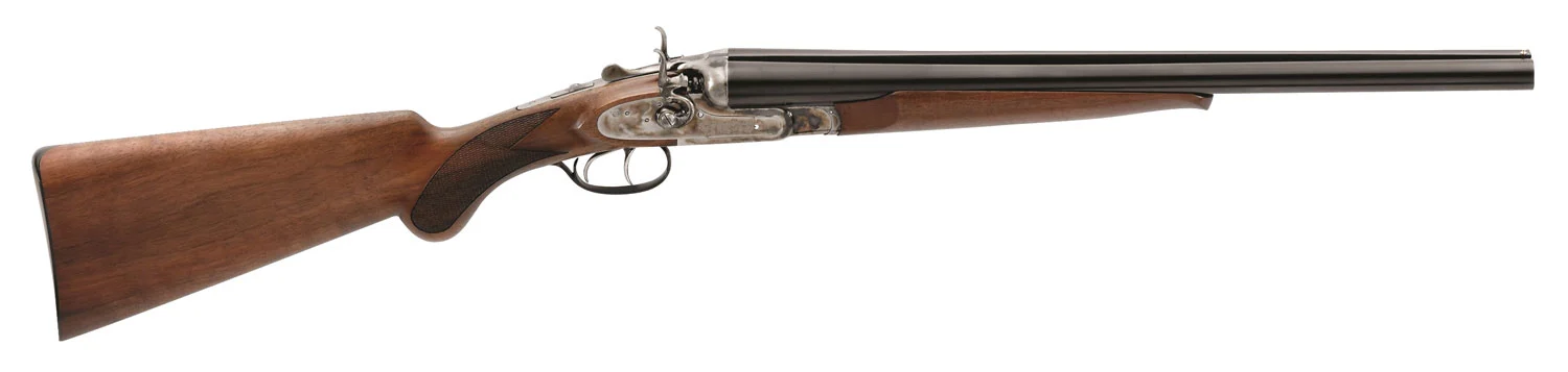 Taylors & Company 210114 Wyatt Earp Pedersoli Full Size 12 Gauge Break Open 3" 2rd 20" Blued Side By Side Barrel, Color Case Hardened Steel Receiver, Fixed Checkered Walnut Stock, Right Hand