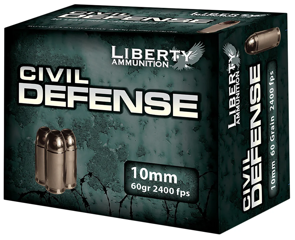 Liberty Ammunition LACD10032 Civil Defense 10mmAuto 60gr Lead Free Fragmenting Hollow Point 20 Per Box/50 Case