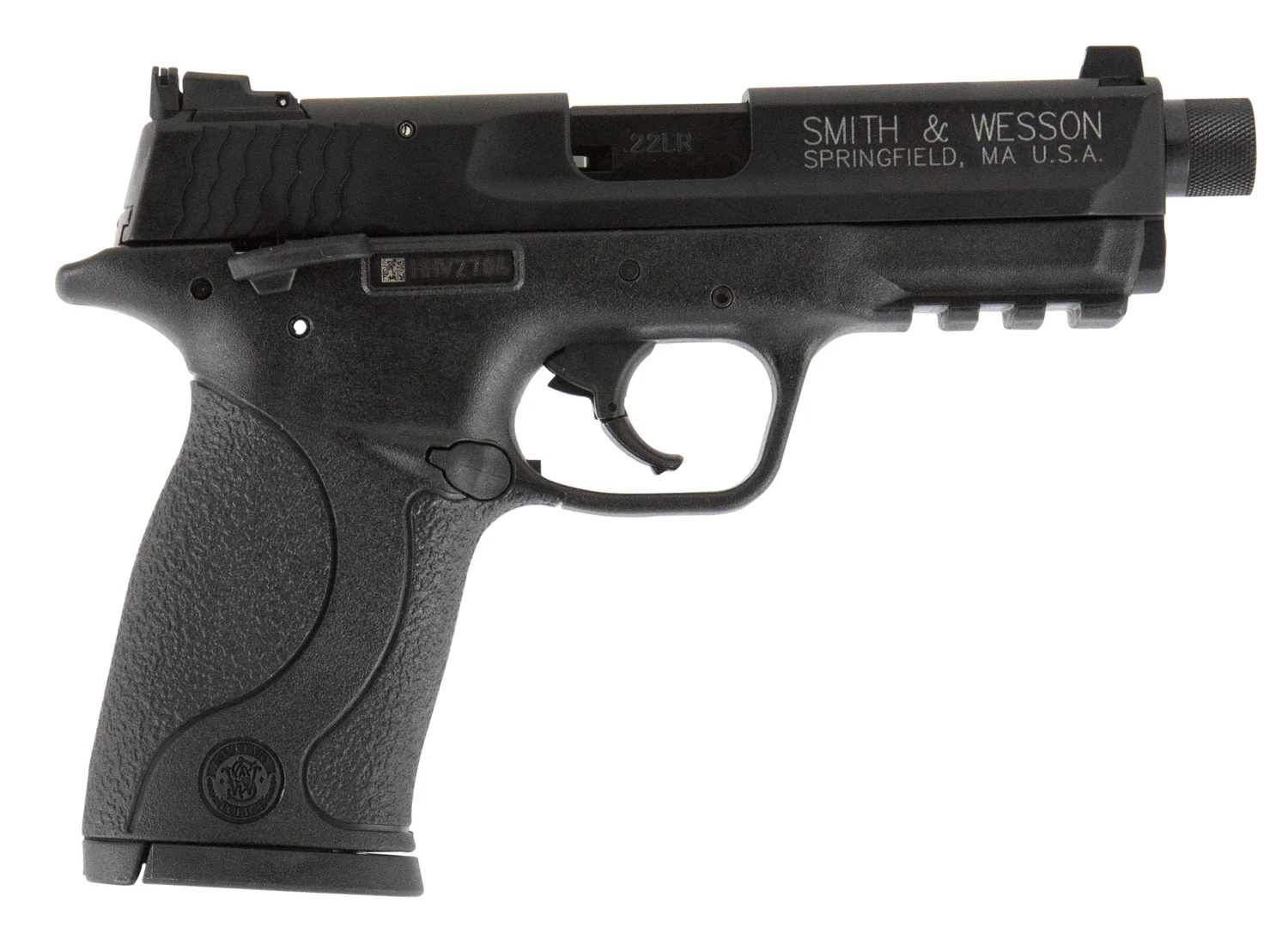 Smith & Wesson 10199 M&P Compact 22 LR 3.50" Threaded Barrel 10+1, Black Polymer Frame With Picatinny Acc. Rail, Black Armornite Aluminum Slide, Ambidextrous Manual Safety