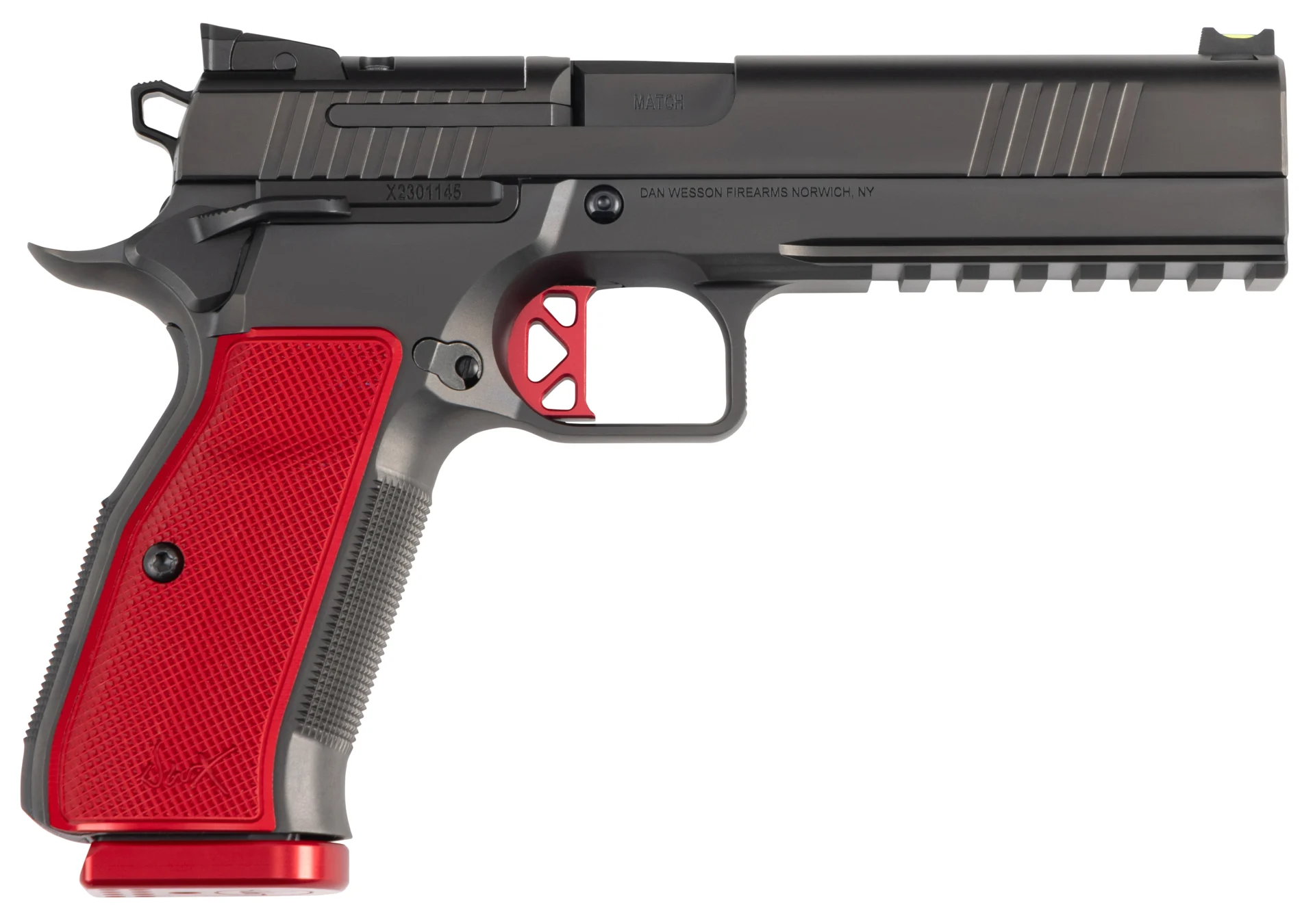 DAN WESSON DWX 9MM 5 OR RAIL RED GRIPS 10RD