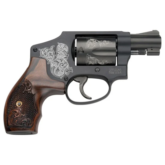 SW 442 38SPL 1.875 WOOD GRIPS SCROLL ENGRAVED