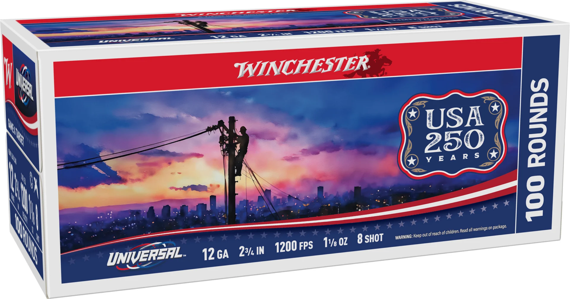 WIN UNIVERSAL 250TH 12GA 2.75 #8 1-1/8OZ 200RD