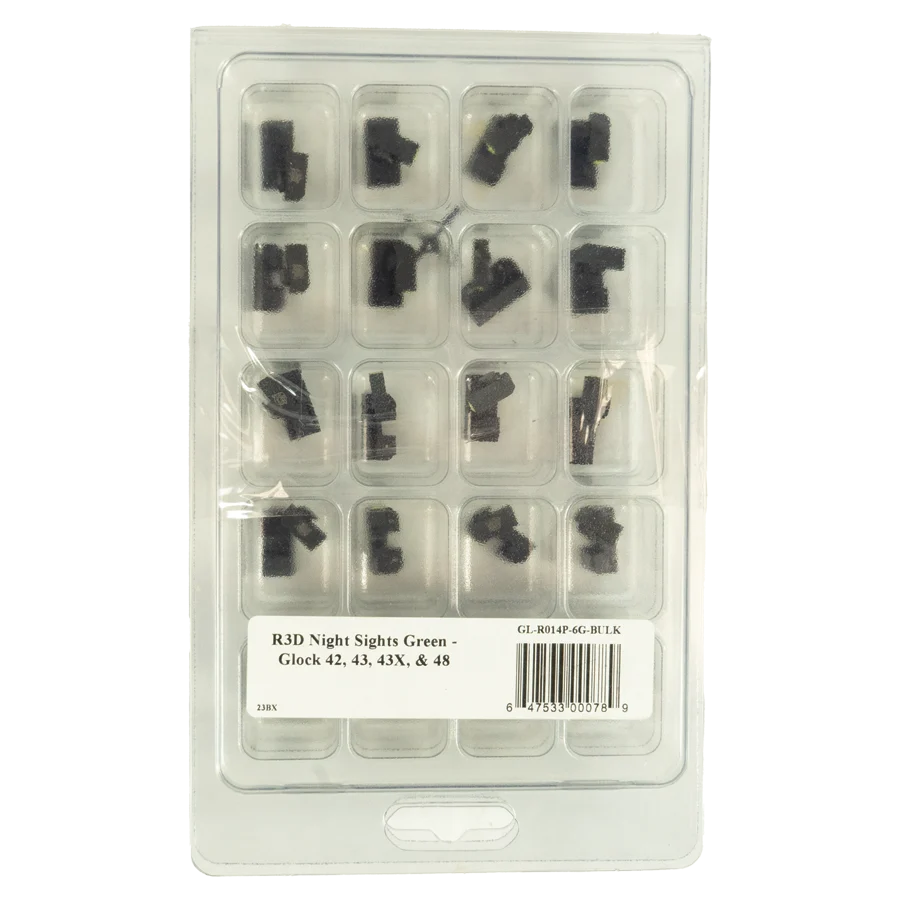 XS Sights R3D Night Sights Set for Glock 42/43/43x/48 Green Bulk 20/ct