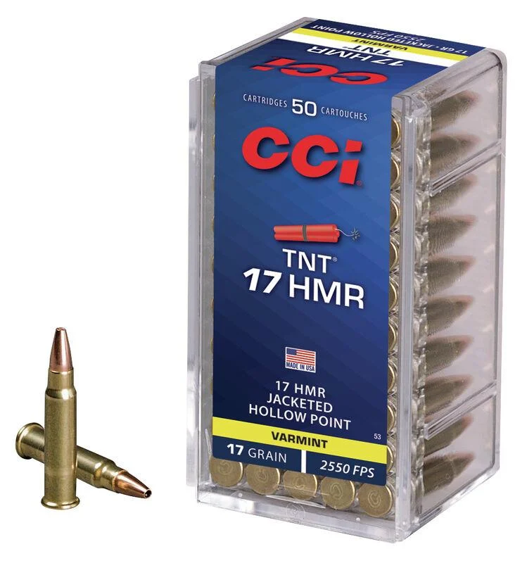 CCI TNT Rimfire Ammunition .17 HMR 17 gr TNT JHP 2550 fps 2000/ct Case (40-50/ct)