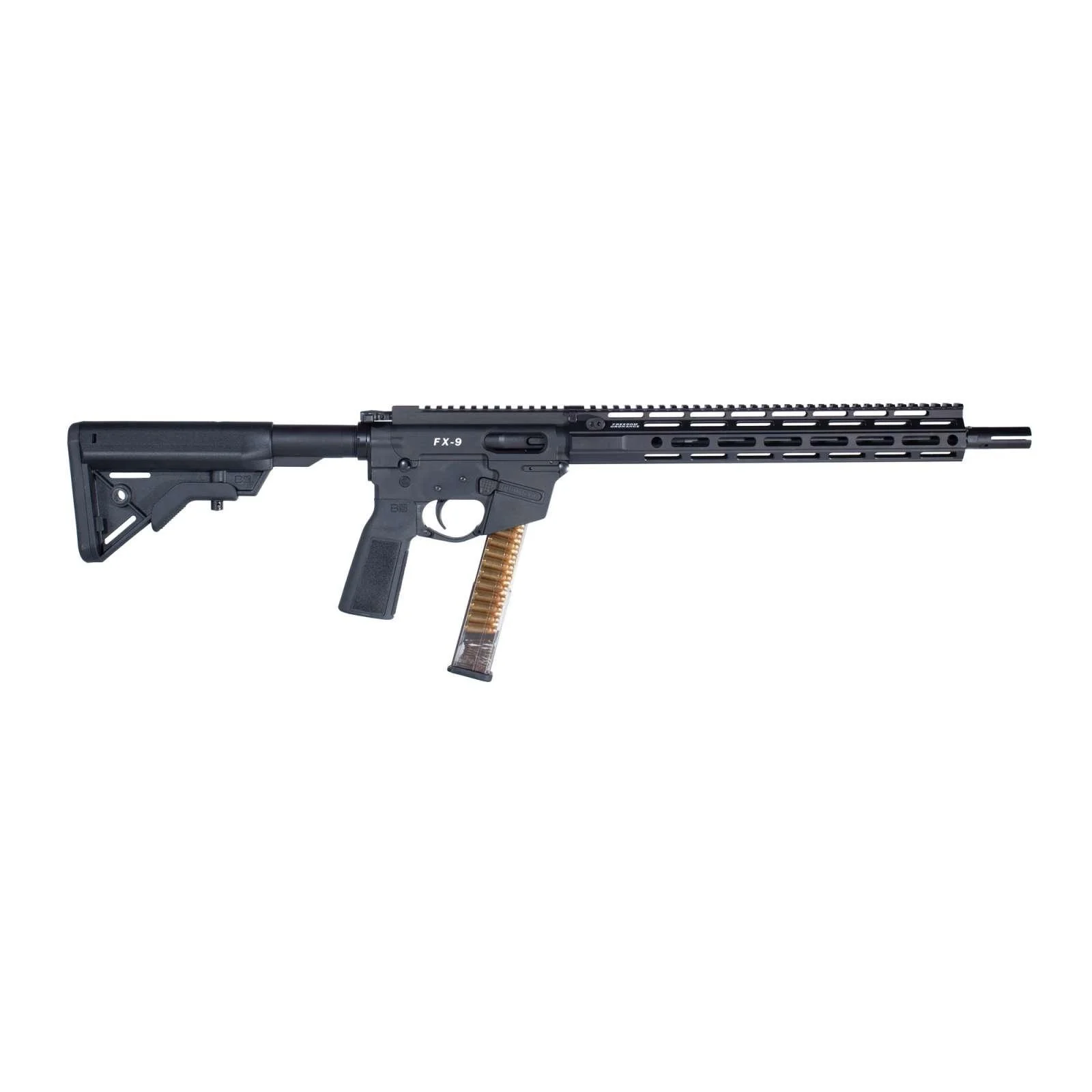Freedom Ordnance FM9D Beltfed Rifle 9mm Luger 100 rd Belt Bag/33rd Glock Style Mag(1) 16" Barrel Black Picatinny Rail