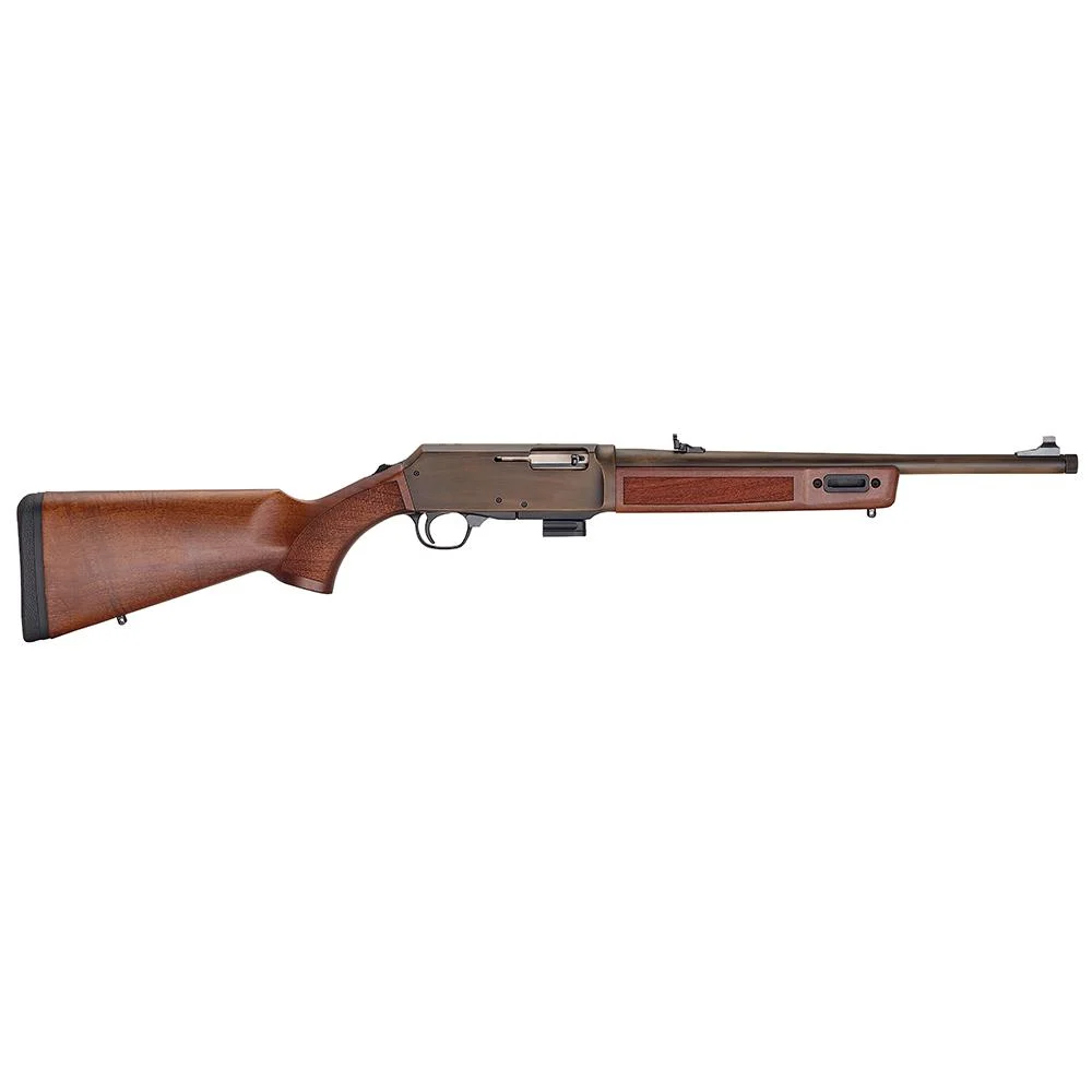 Henry Homesteader M-LOK Brushed Bronze Rifle 9mm Luger 10rd Magazine(1) 16.37" Threaded Barrel Walnut Glock Magazine Well