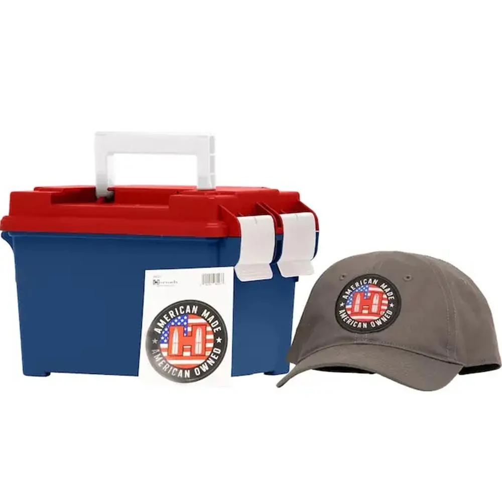 Hornady American Gunner Handgun Ammunition 45 Auto 185gr XTP 970 fps 250/ct Loose Ammo Can with Hat/Sticker