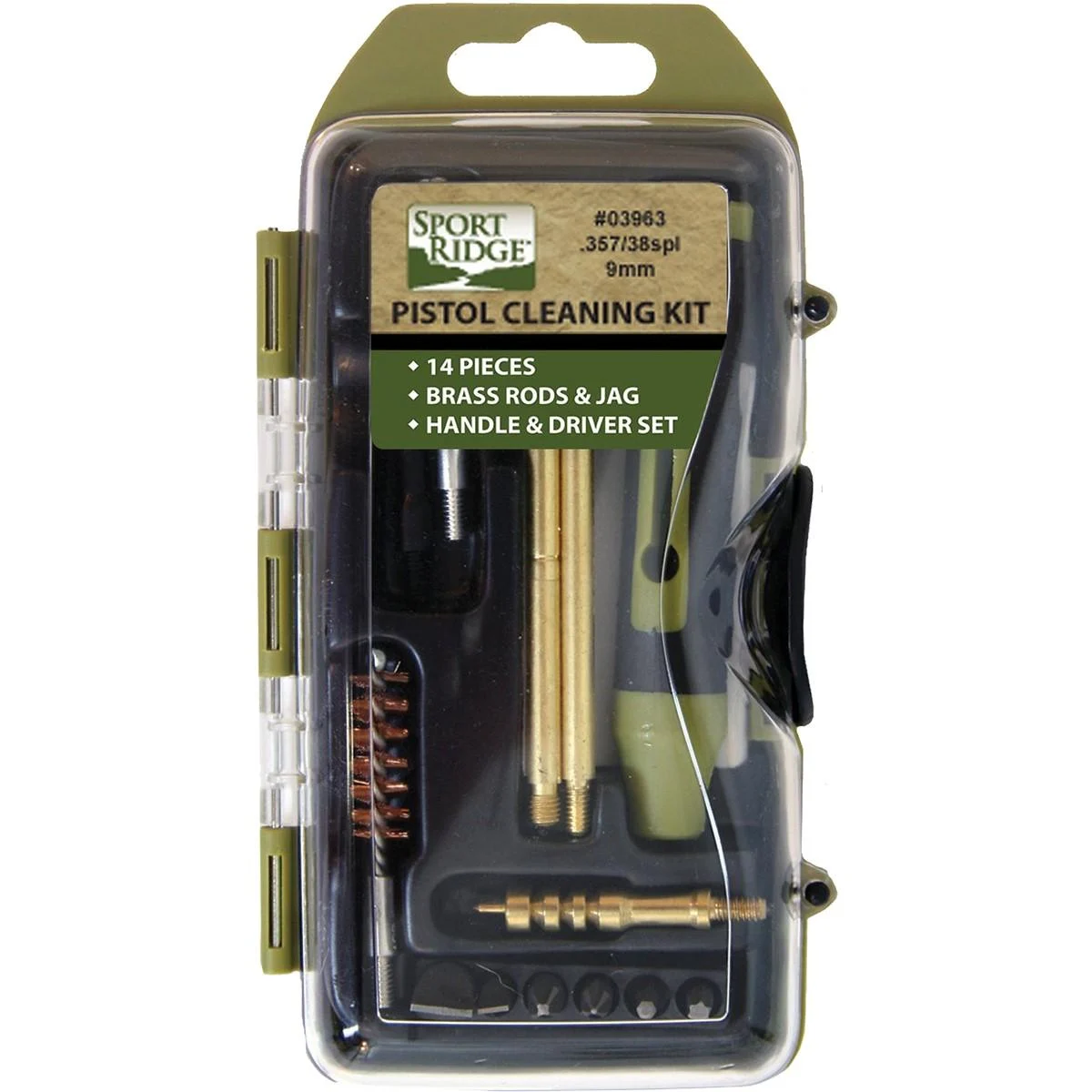 TacShield Sport Ridge 14pc Pistol Cleaning Kit 38/357/9mm Luger Coyote