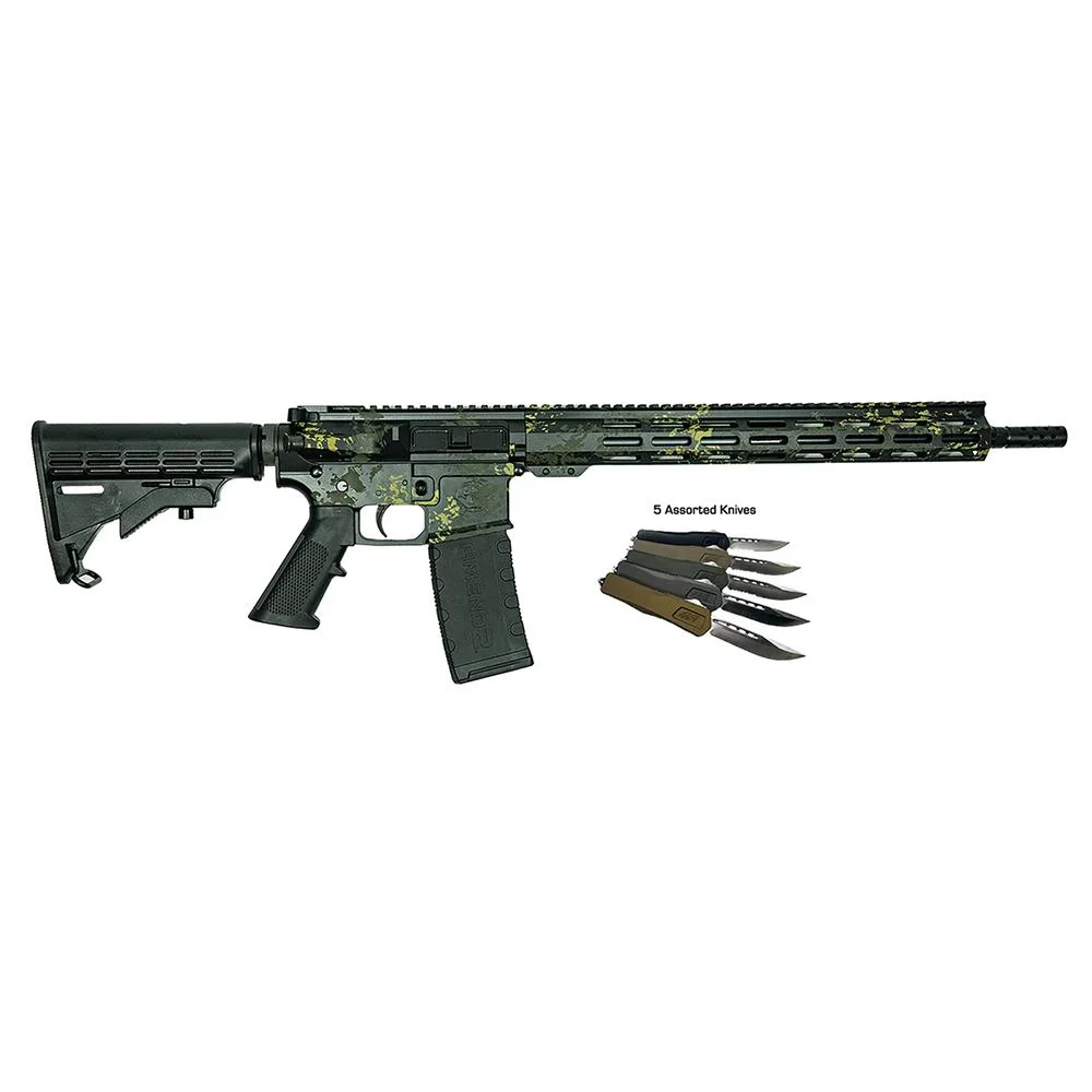 Great Lakes AR-15 Rifle .223 Wylde 30rd Magazine 16" Barrel Lichen Black with 5 OTF 3-1/2" Blade Knives