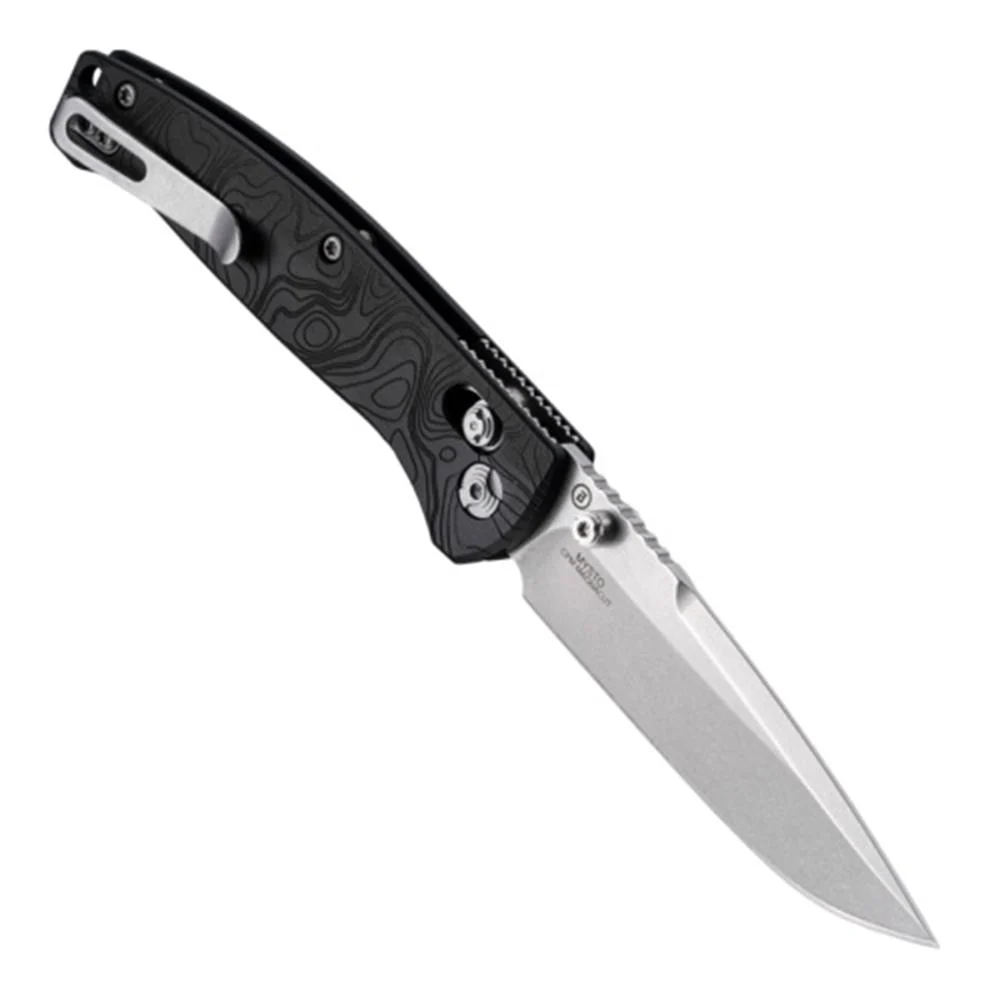 Hogue Mysto Folder Knife 3-2/5 Drop Point Blade Black Diamond Metal