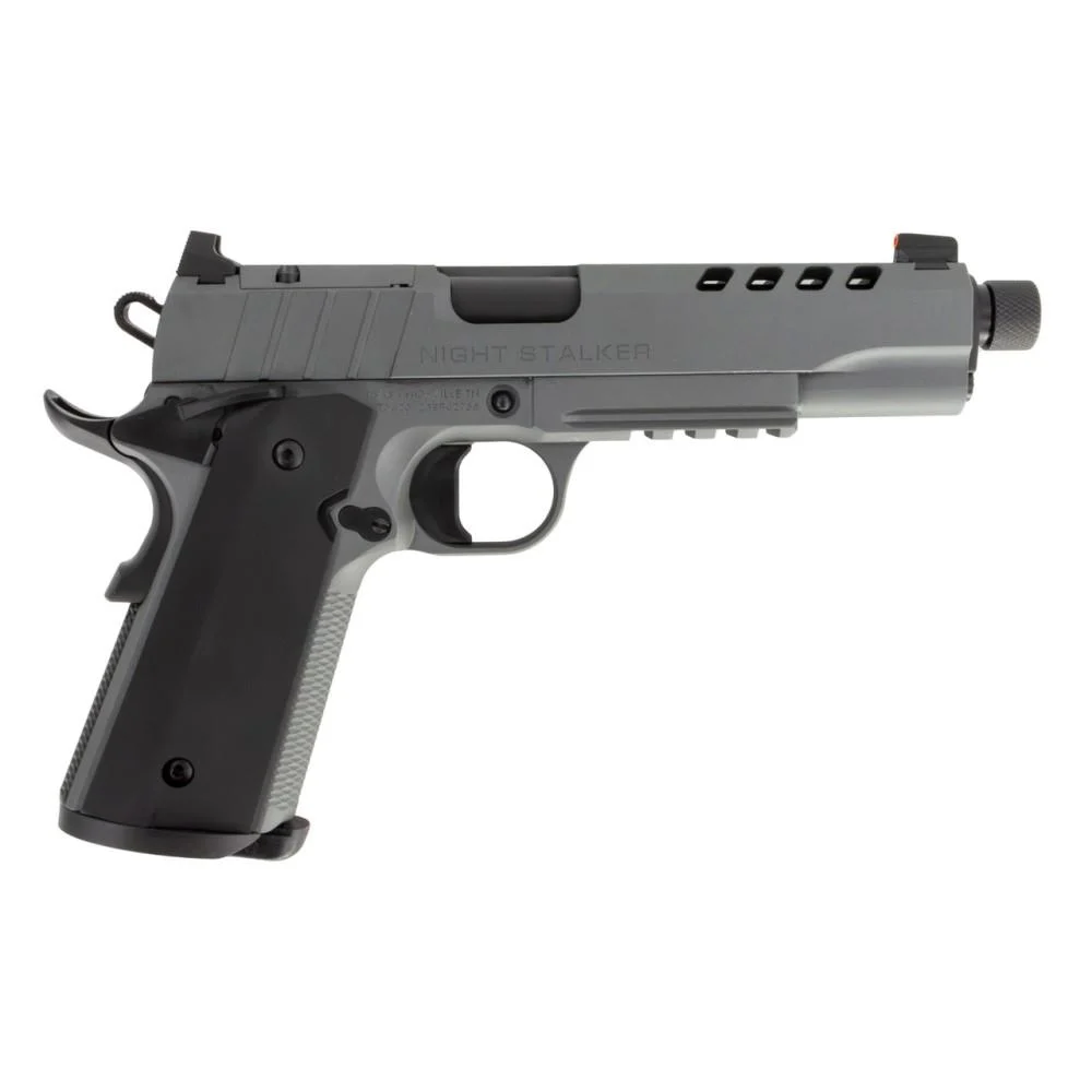 1911 Night Stalker SF 10 Handgun 10mm 8rd Magazine 5" Threaded Barrel Cerakote Grey with Black Grips