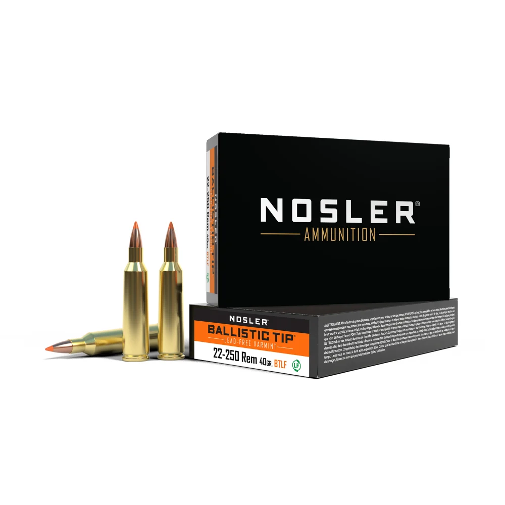Nosler Lead Free Ballistic Tip Varmint Rifle Ammunition .22-250 Rem 40 gr PT 3950 fps 20/ct
