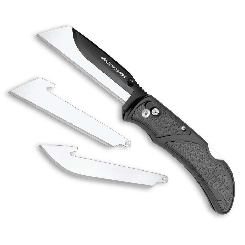 Outdoor Edge RazorWork Folding Knife with 3 3" Blades Black